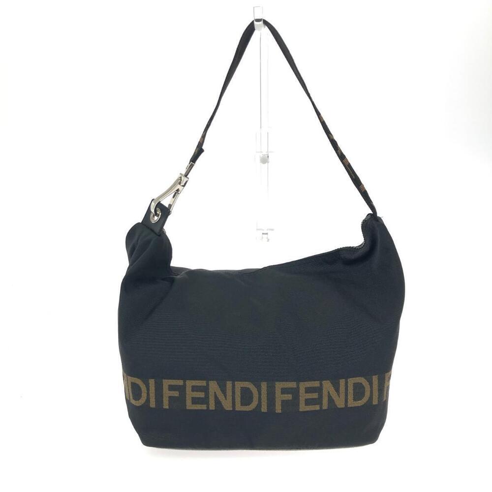 Fendi hobo shoulder bag black prominent brand logo